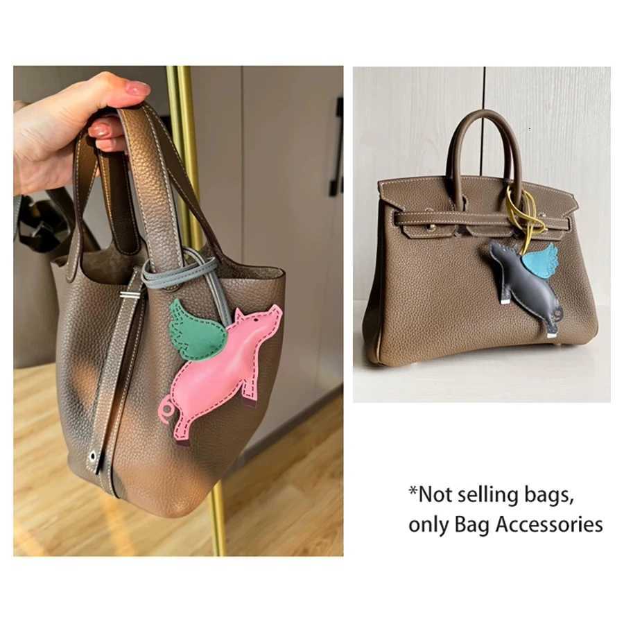 Cow Leather Keychain Pendant for Ladies Fly Pig Bag Charm Handmade Handbag Pendant Car Decorate Bag Accessories Z250822