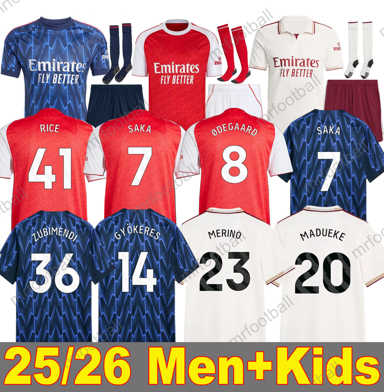 SAKA EZE Soccer Jerseys ODEGAARD RICE HAVERTZ 25 26 GYOKERES Calafiori MARTINELLI SALIBA 2025 2026 NKETIAH ZINCHENKO TROSSARD Football Shirt Men Kids Child Sets Kit