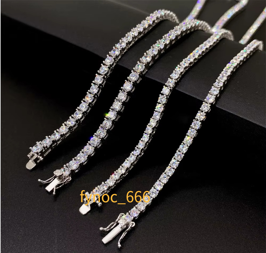 Hip Hop Iced Out 5mm Moissanite Tennis Necklace 925 Silver Men Women VVS Moissanite Tennis Chain