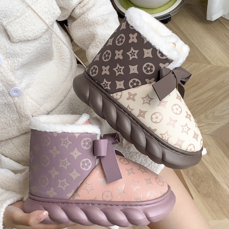 Free shipping Designer Cotton boots, warm snow boots, cotton shoes, thick-soled anti-slip and waterproof cotton slippers for women to wear outside in autumn and winter