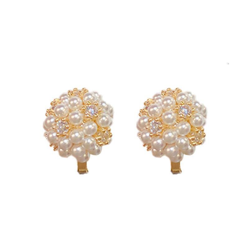 jewelry Earrings for Women Silver Bridal Bouquet Pearl Flower Stud Earring Plated 18K Gold Half Round Geometric Exquisite Wholesale