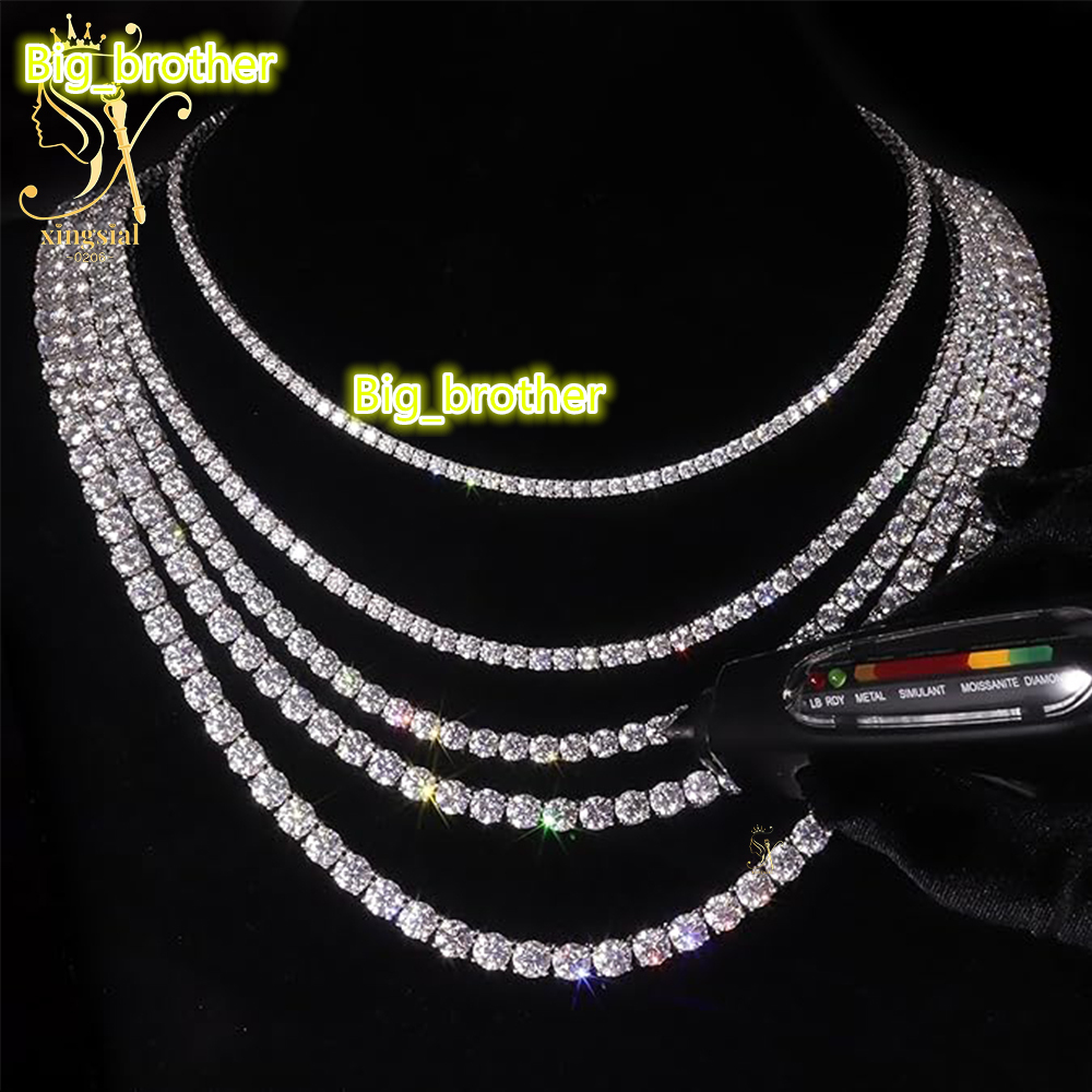 Wholesale Luxury Men Women Hip Hop Fine Jewelry 2mm 3mm 4mm 5mm Diamond 925 Silver Bracelet VVS Moissanite Tennis Chain Necklace