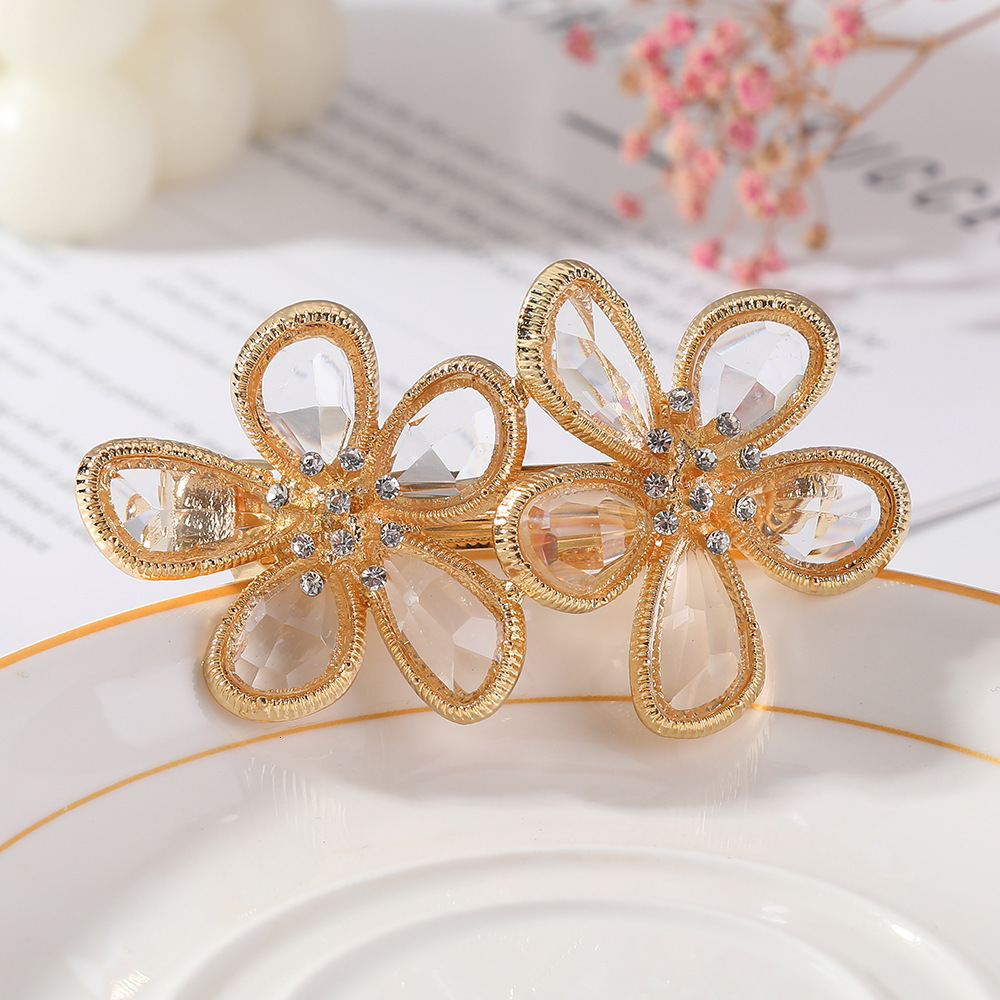 Korean Version Clear Multi-Faceted Fashion Flower Back of Head Women's Spring Accessory Hair Clip SY-8020