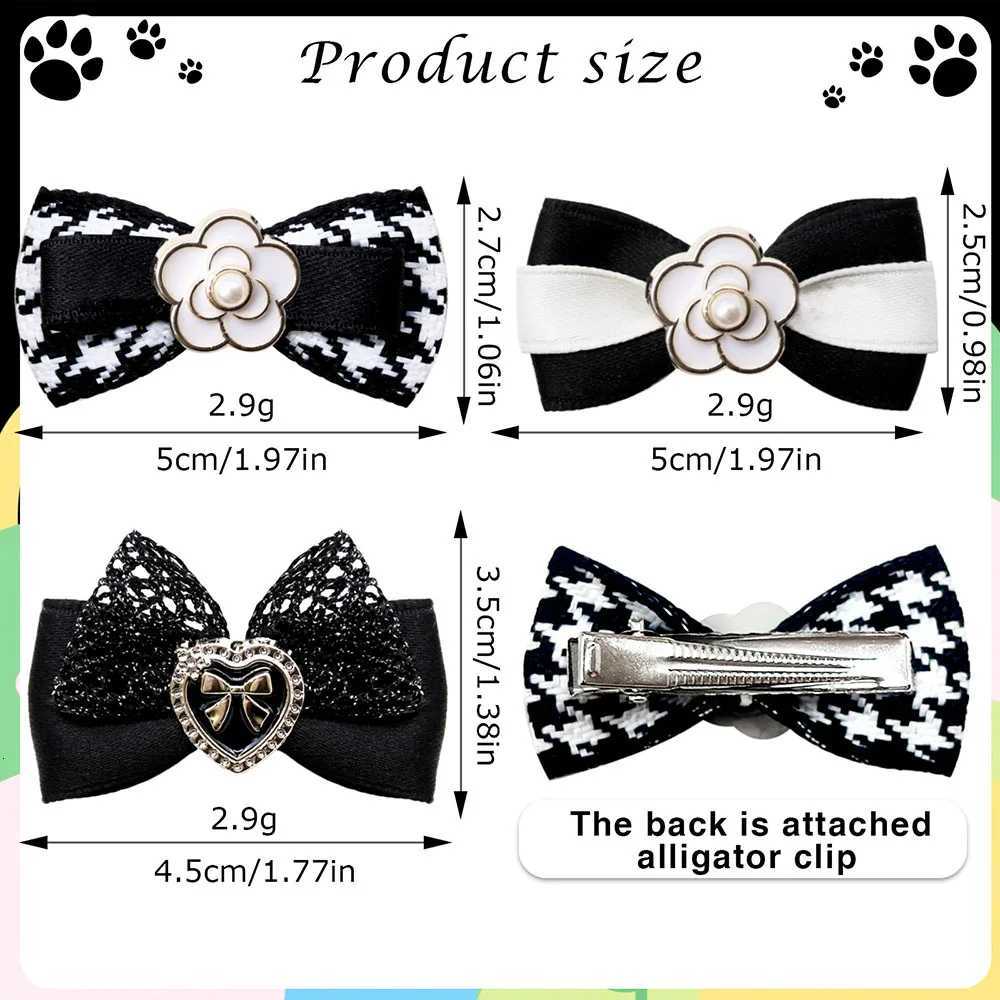 Designer 10PCS Dog Bows With Metal Clips Black Style Luxury Pearl Puppy Bows Hair Accessories For Dogs Handmade Pet Small Dog Bowknots Z250822