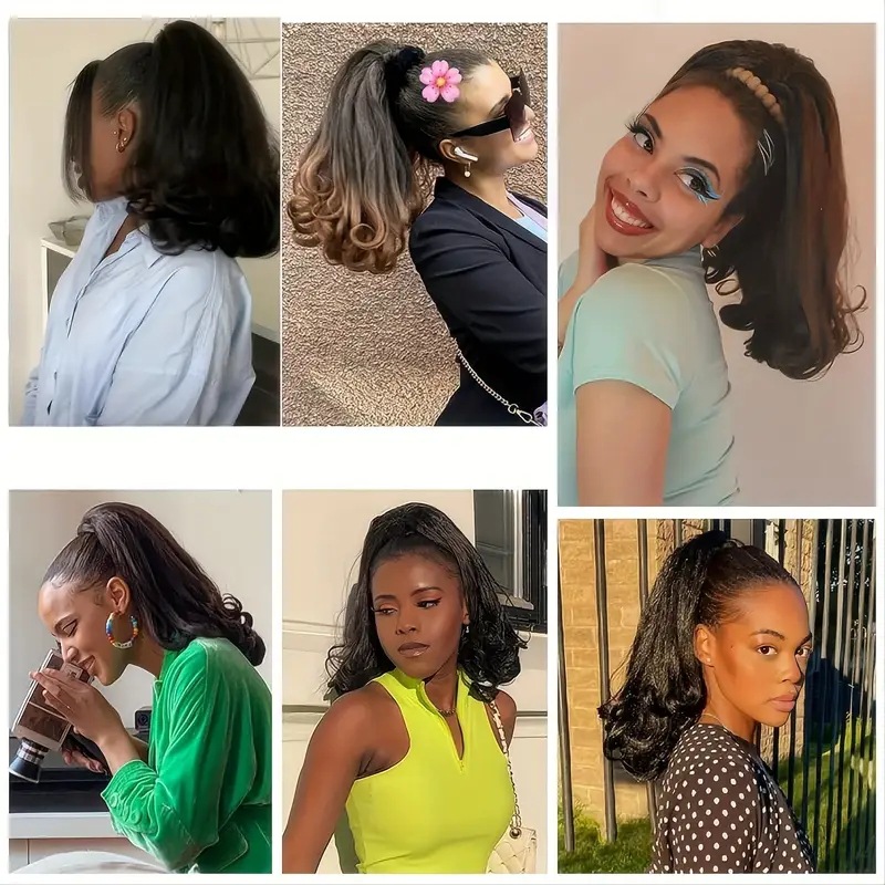 Women's Small Curly Ponytail Natural and Vivid Brown and Black Multiple Color options j16