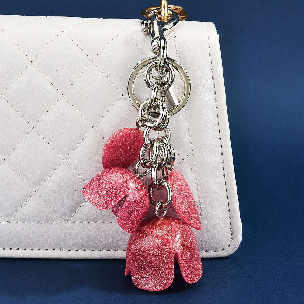 Designer Keychain Bag Charm Keychain Wallet Rose Keychain Crystal Pendant Women Tassel Flower Bag Accessories