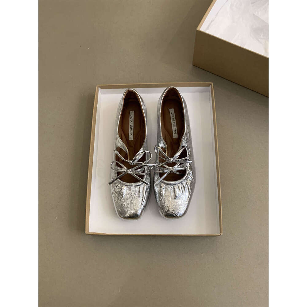 Jia Xi Tian Shi Silver Hidden Heel for Women Gentle Fairy Style Evening Thick Sole Mary Jane Shoes