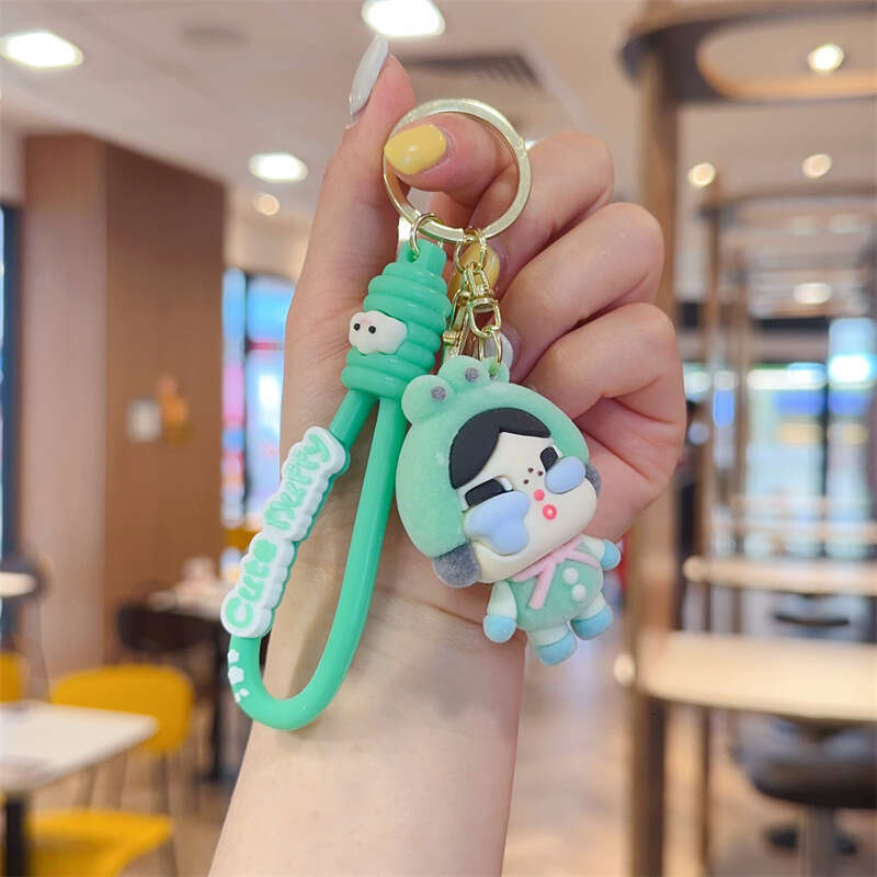 Designer Keychain Bag Charm Keychain Wallet Cute Flocked Crying Baby Cartoon 3D Doll For Girlfriends Bag Pendant Backpack Keychain