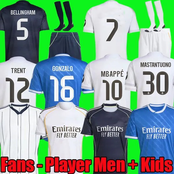 Real MBAPPE HUIJSEN MASTANTUONO 25 26 soccer jerseys BELLINGHAM football kit shirts VINI JR GONZALO CAMAVINGA TRENT camiseta de futbol men kids kit set Madrids
