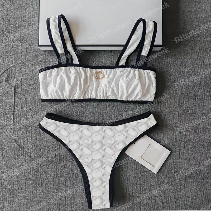 Designer Letter Flocked Tankinis Swimwear Womens Beach Bra Briefs Bikini Set Summer Travel Vacation Sexy Swimsuits