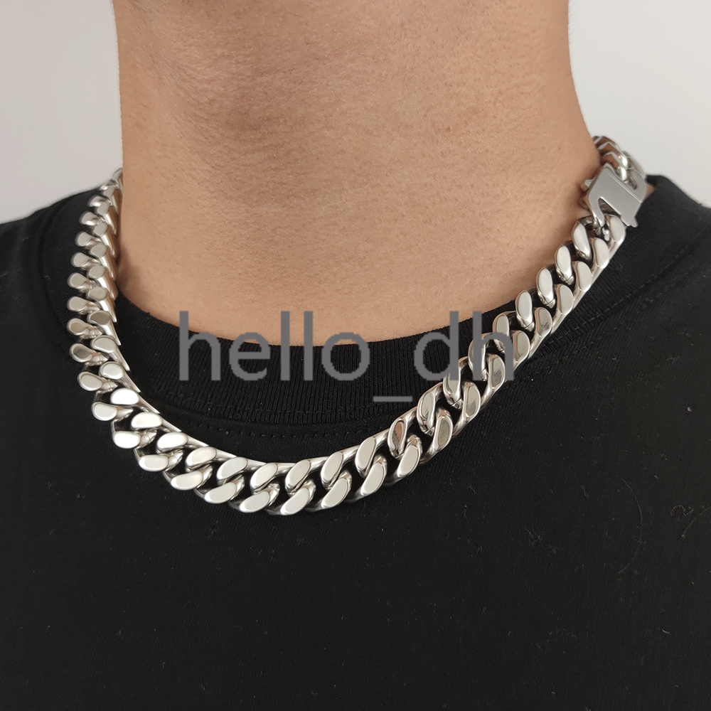 Hip Hop Silver Cuban Curb Link Mens Miami High Polishing 925 silver 925 silver Encrypted Chain Necklace Cuban Link Chain