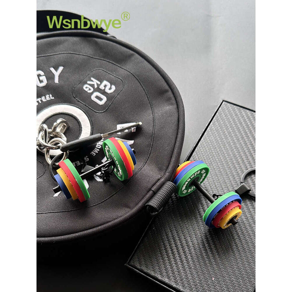 Designer Keychain Bag Charm Keychain Wallet Colorful Dumbbell Keychain Fiess Mini Pendant PVC Rubber Silicone Key Ring Creative Couple Gift