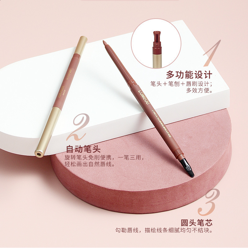 Smooth matte contour lipliner waterproof durable fadeless non stick cup liquid lipstick pencil lipstick cosmetics 240711