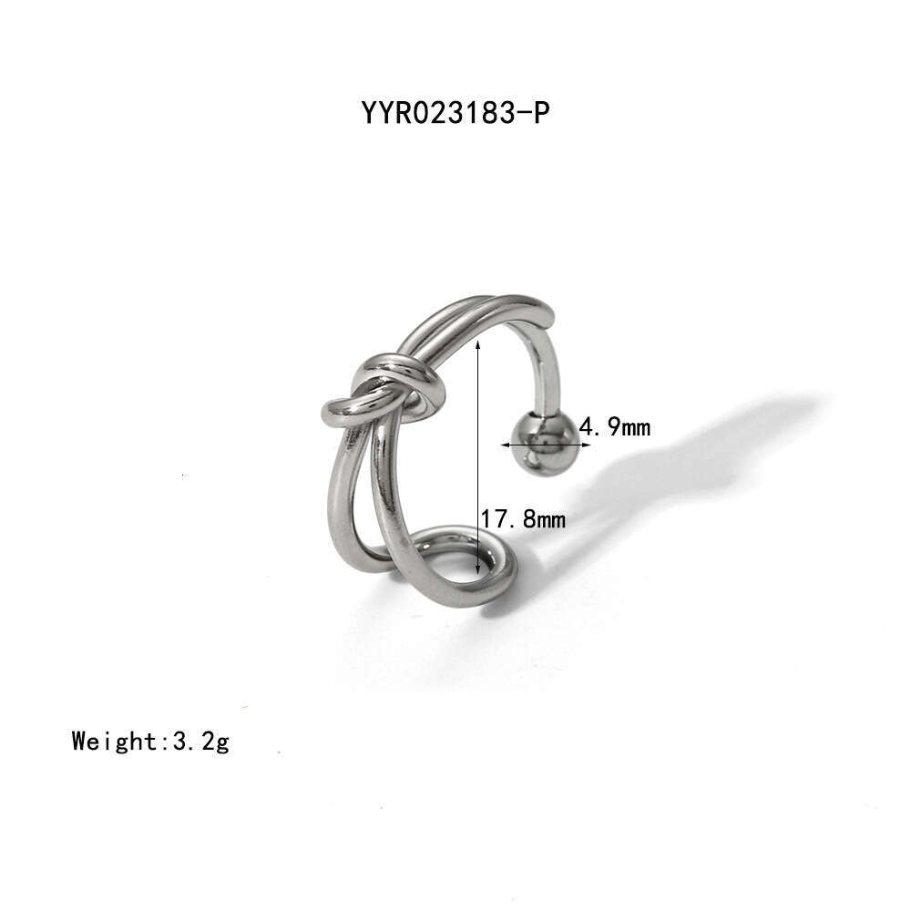 Designer Adjustable Rings for Women Plated 18K Gold Color Cross Knot Rope Trendy Chic Daily Dating Stainless Steel Open Ring Fashion Jewelry ring