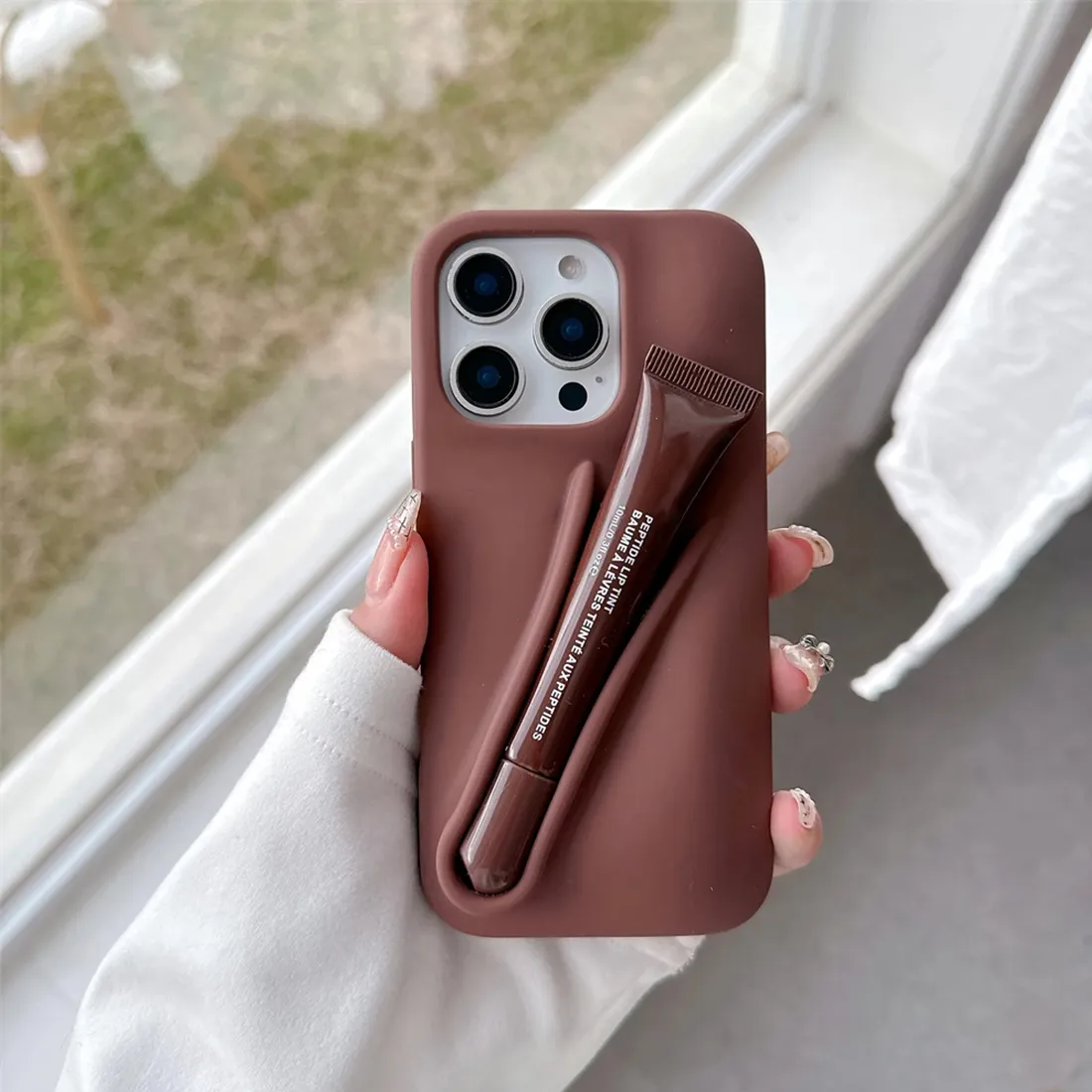 Original Lipstick Holder with Lip Glass Phone Case for iPhone 13 16 15 Pro Max 11 12 14 Plus Lip Balm Soft Silicone Cover