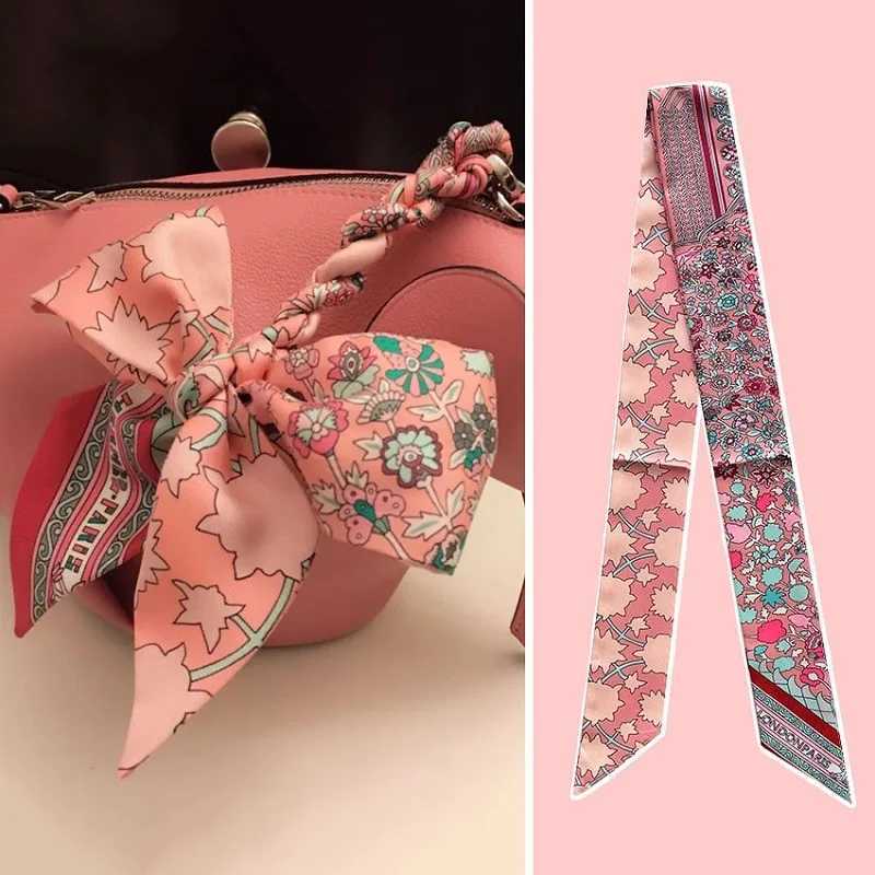 67Colors Luxury Skinny Silk Scarf Long Scarf for Women Narrow Ribbon Headband Neckerchief Handle Bag Band Bandana Hair TieXJ250822