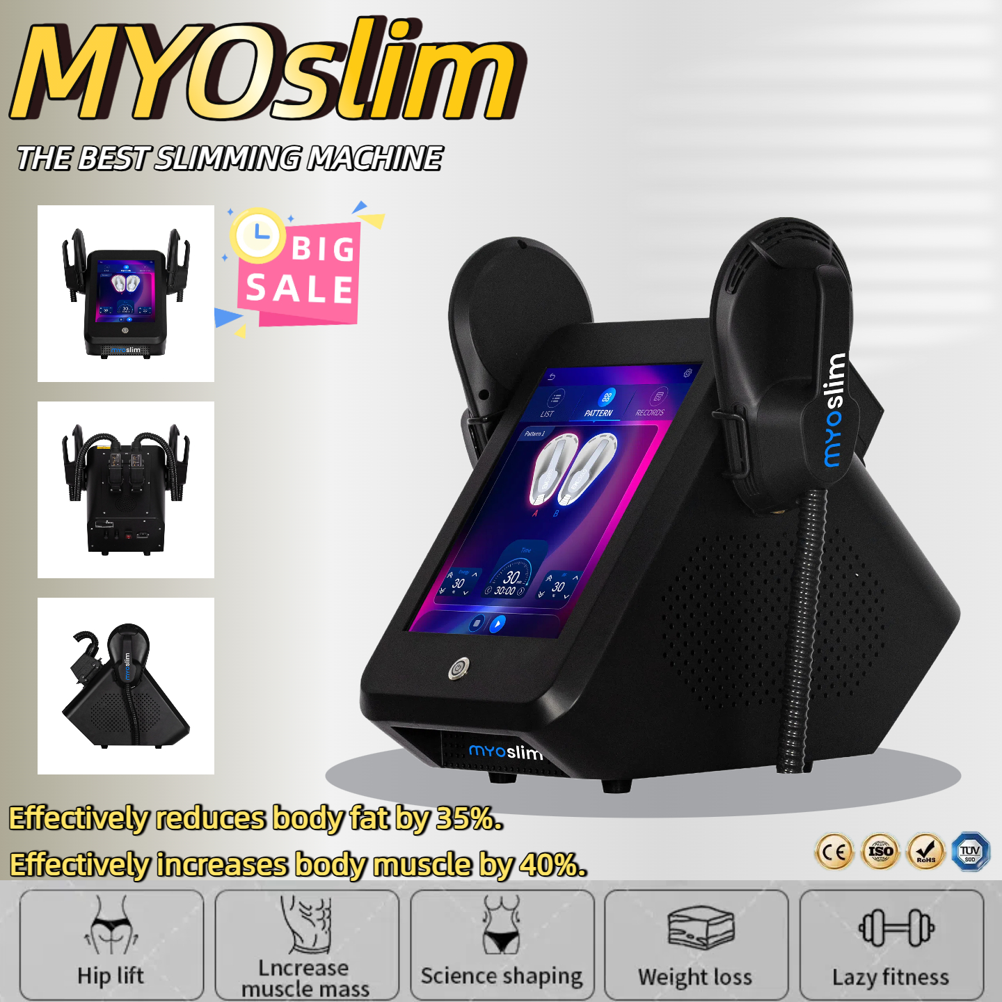 MYOslim 6500W Powerful Body Massage RF Fat Burning Muscle Slimming And Fat loss For Salon Machine CE/ROHS
