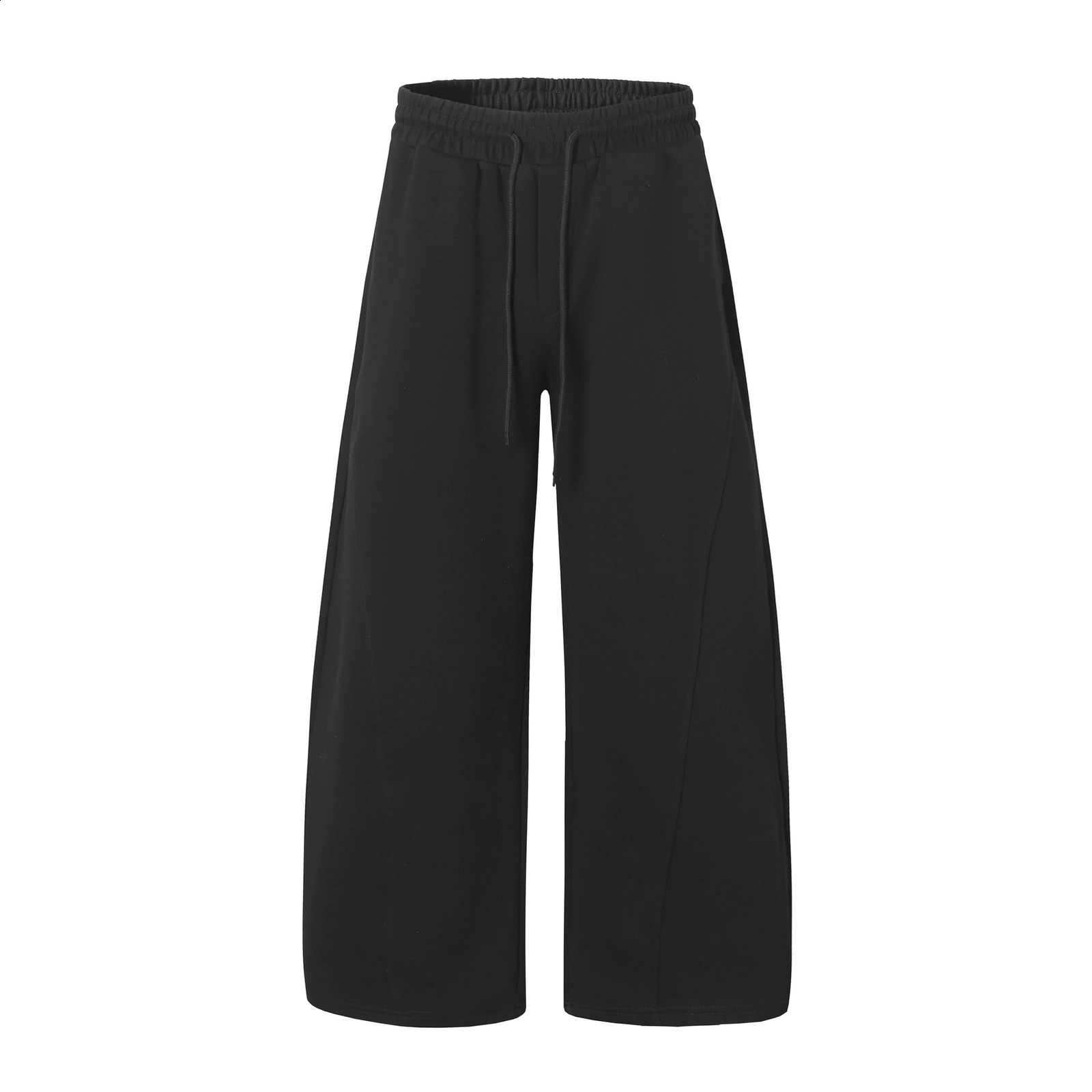 Gray Man Wide Leg Joggers Baggy Drawstring Patchwork Casual Curved Knife Pants Oversized Retro Arc Black Sweat Pants Cotton 250822