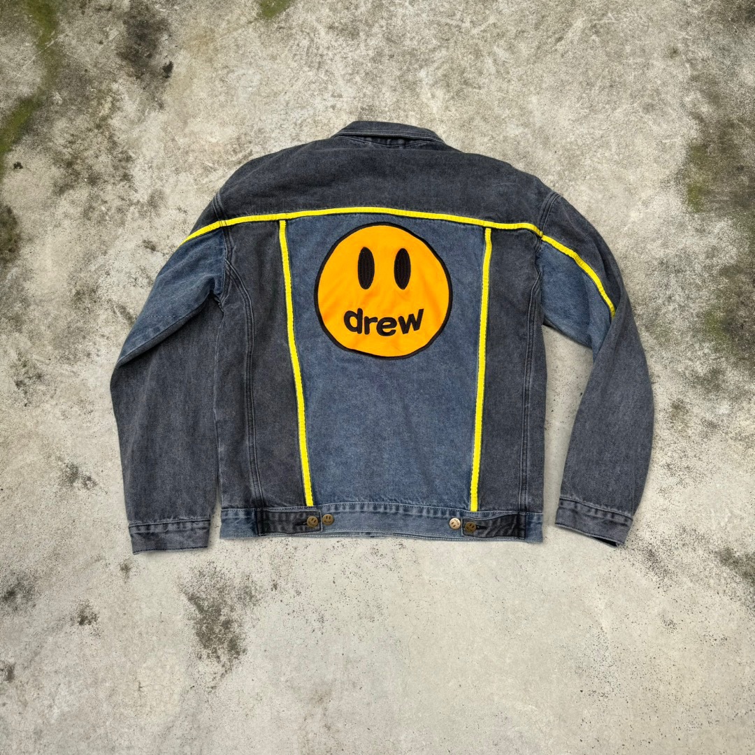 DREW HOUSE Jackets designer American denim with black and blue patchwork embroidered letters coats