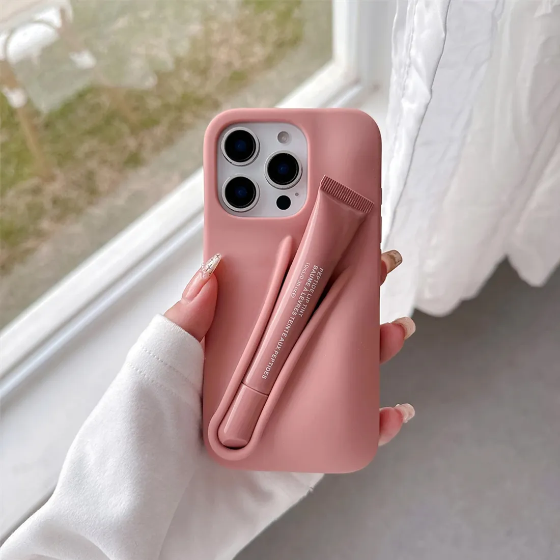 Original Lipstick Holder with Lip Glass Phone Case for iPhone 13 16 15 Pro Max 11 12 14 Plus Lip Balm Soft Silicone Cover