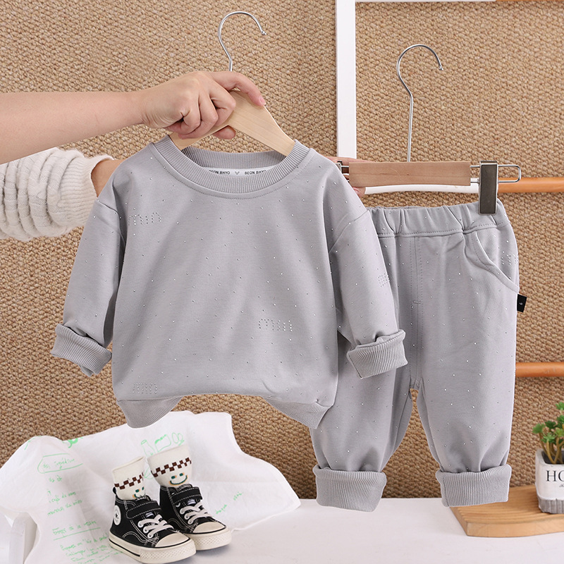2025 Latest Girls' Spring Suit Fashionable Baby Clothes Casual Long Sleeve Sweatshirt Two Piece 1 Year Old Toddler Cool clothing sets pink white 