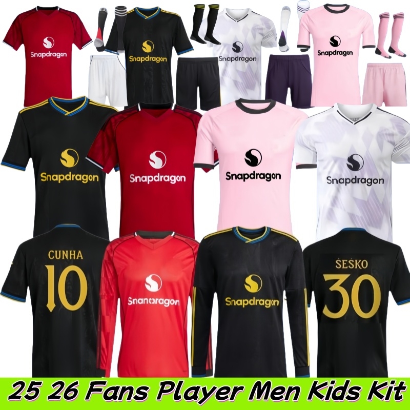 4XLManUnited 25 26 soccer jerseys Sesko CUNHA MBEUMO HOJLUND Antony Casemiro Retro 2025 UTD football shirt tracksuits MARTIAL B. FERNANDES men kids kit Unted jerseys