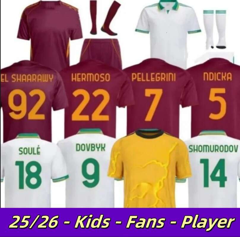 2025 soccer jersey football shirt 24 25 ROMA ABRAHAM PAREDES DYBALA MANCINI E. LE FEE ZALEWSKI EL SHAARAWY ROME 2026 Match Fan kids kit