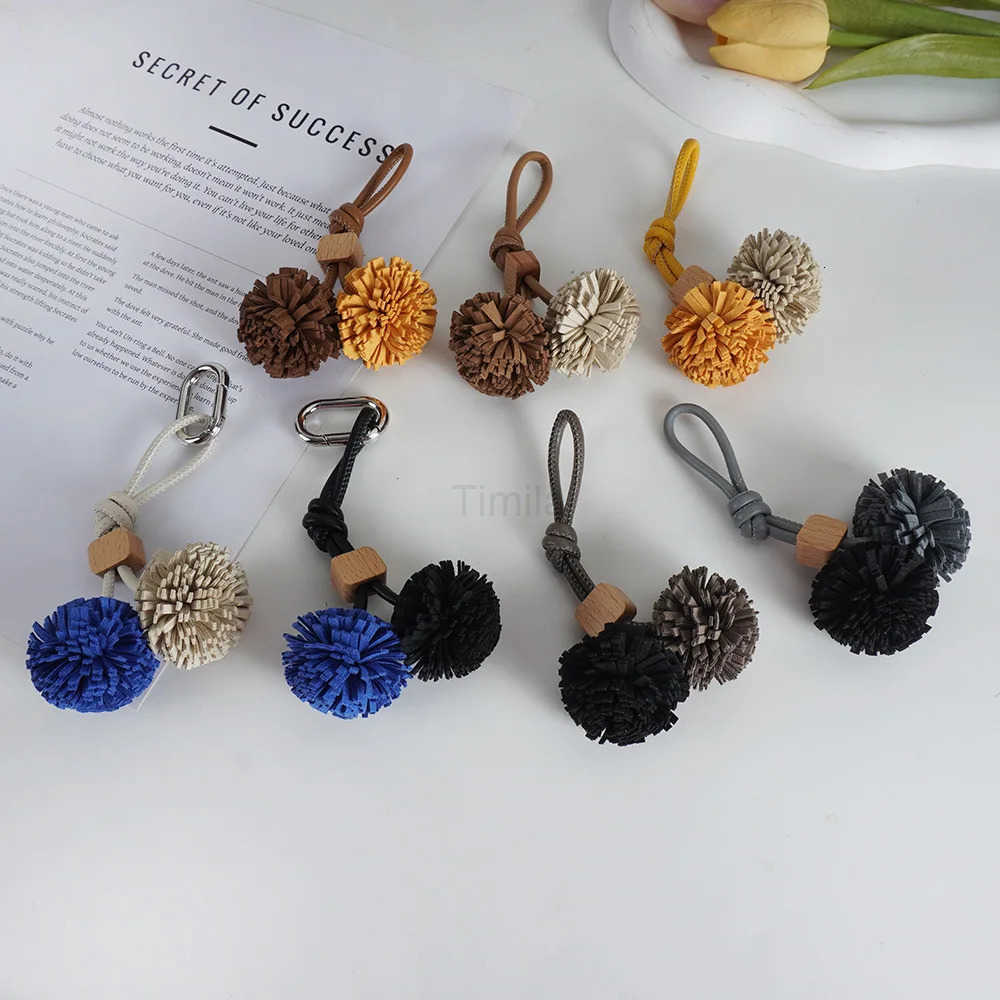 Premium Mini Leather Bag Hanging Decoration Handmade Tassel Car Keychain Accessories U250822