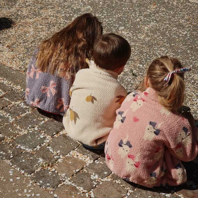 Konges Slojd Winter Baby Girls Boys Lambswool Cherry Jackets Kids Clothes Boys Sequin Cartoon Outerwear Childrens Coats 1-9Yrs L250821