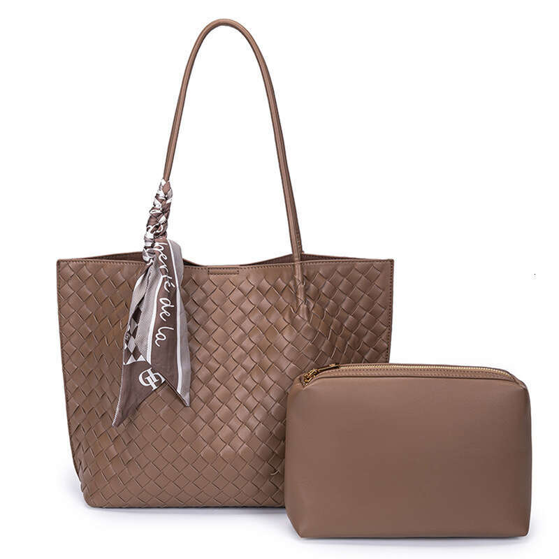 Lanjia- 2024 New Woven Handmade Women's Handbag Large Capacity Tote Faux Leather Shoulder Crossbody Mother Bag 8Fe07