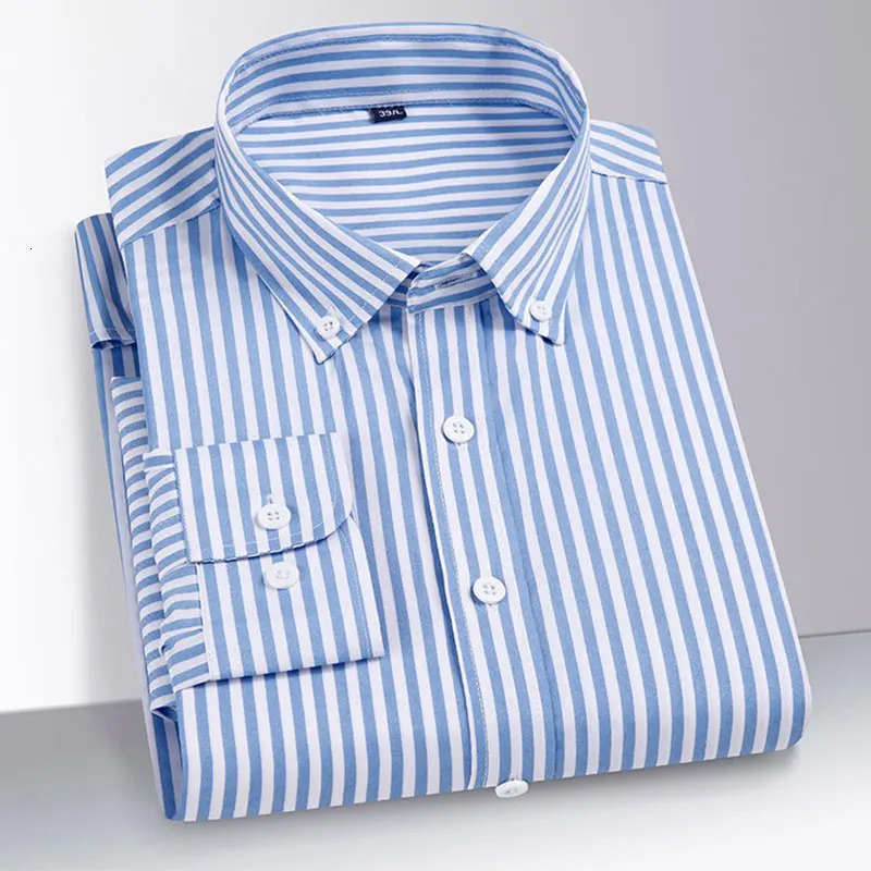 Mens Business Casual Long Sleeve shirt Classic striped social dress shirt Wear free wrinkle-resistant and easy to care for 250822