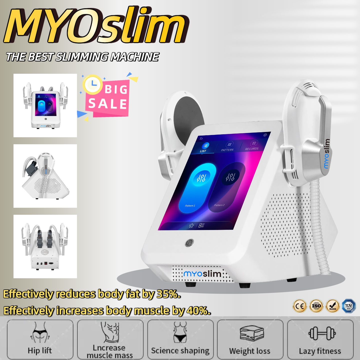 MYOslim Contouring Machine EMS Neo RF 6500W 200HZ Slimming Sculpting Muscle Electromagnetic Body Sculpting Machine CE/ROHS