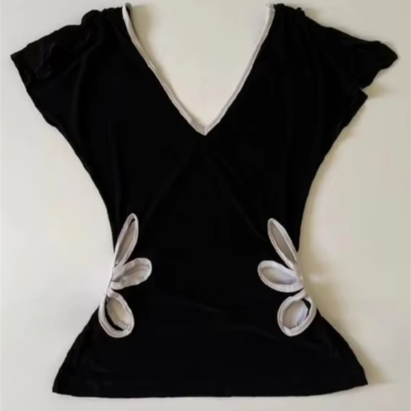 Y2K Retro Street Print T-shirt Fashion Streetwear Halter Neck Fake Two Piece Harajuku Summer Casual T-Shirt Women Clothes 250822