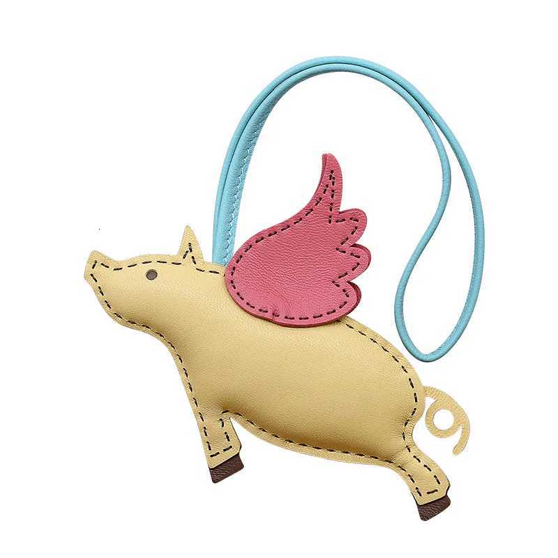 Cow Leather Keychain Pendant for Ladies Fly Pig Bag Charm Handmade Handbag Pendant Car Decorate Bag Accessories Z250822