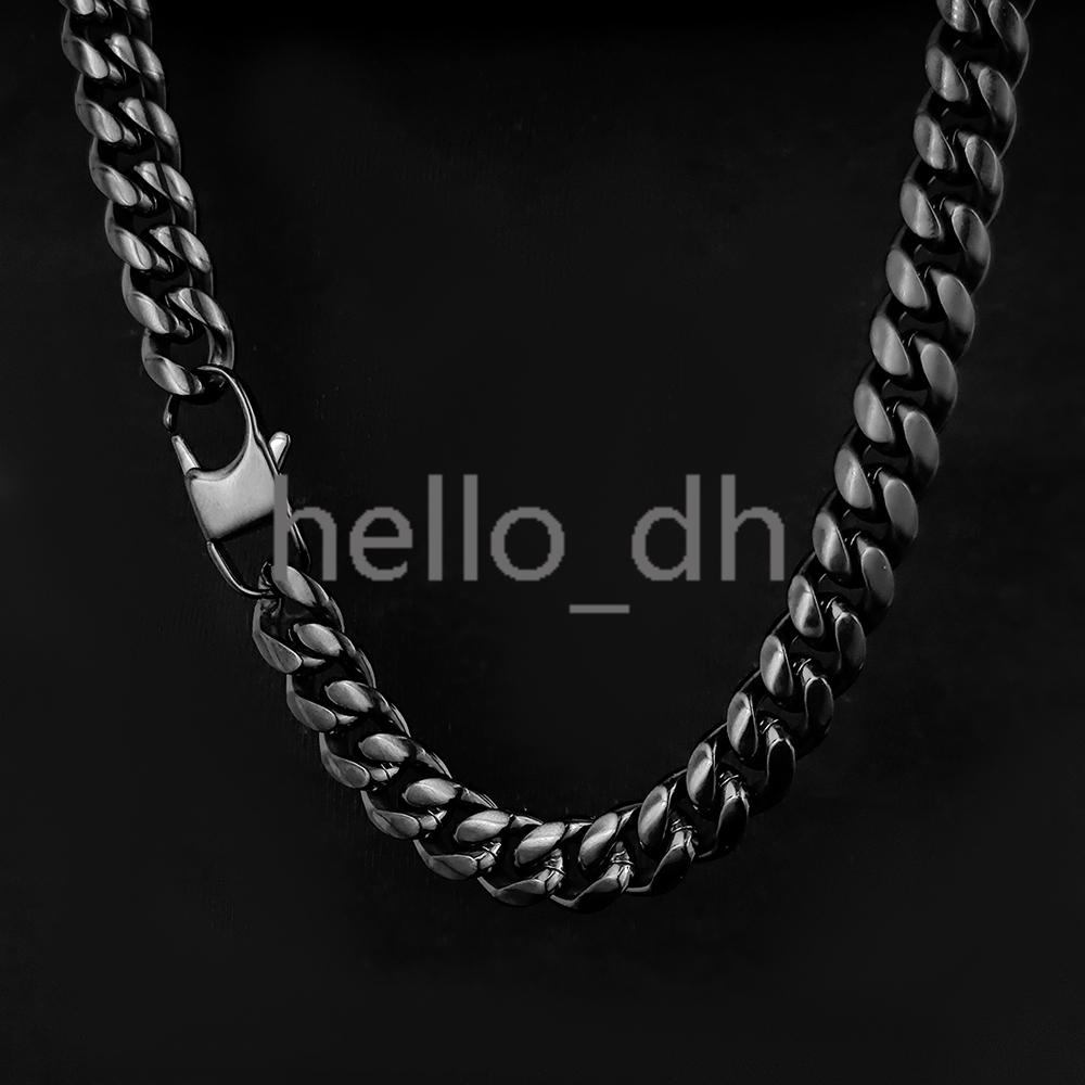 10 mm Black Plated 925 silver 925 silver Miami Cuban Link Necklace Cuban Chains Men - view 5