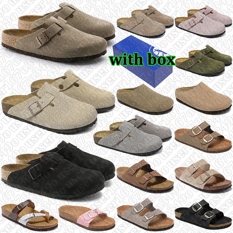 with box sandals famous designer women men slippers suede leather slides clogs sliders flat sandal flip flops slide mens womens slipper outdoor birkensocks shoes