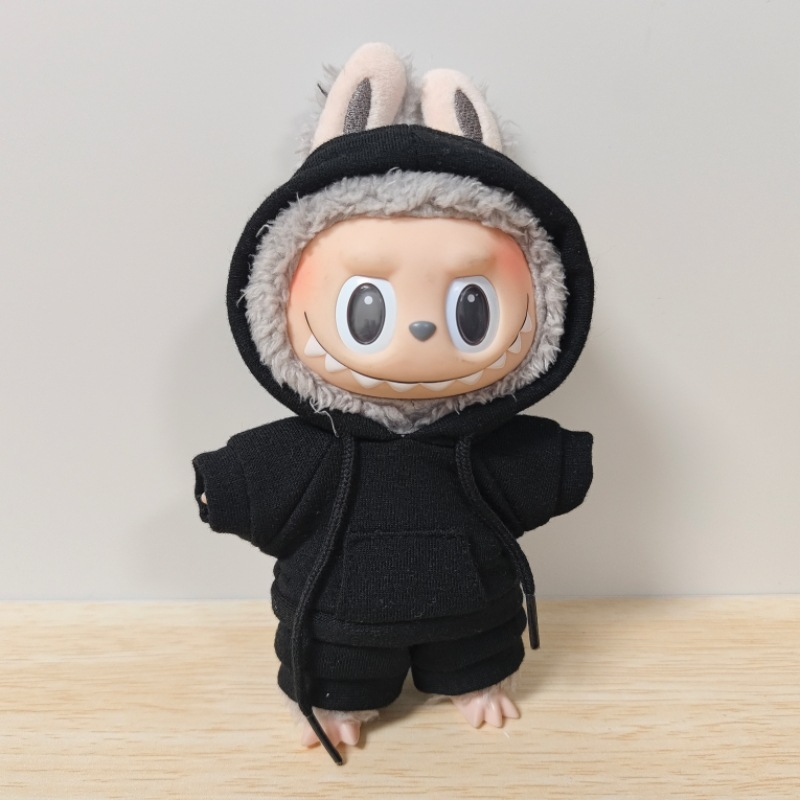 17CM Casual Hoodie Set Vinyl aron Blind Box Labubu Pendant Replacement Accessories