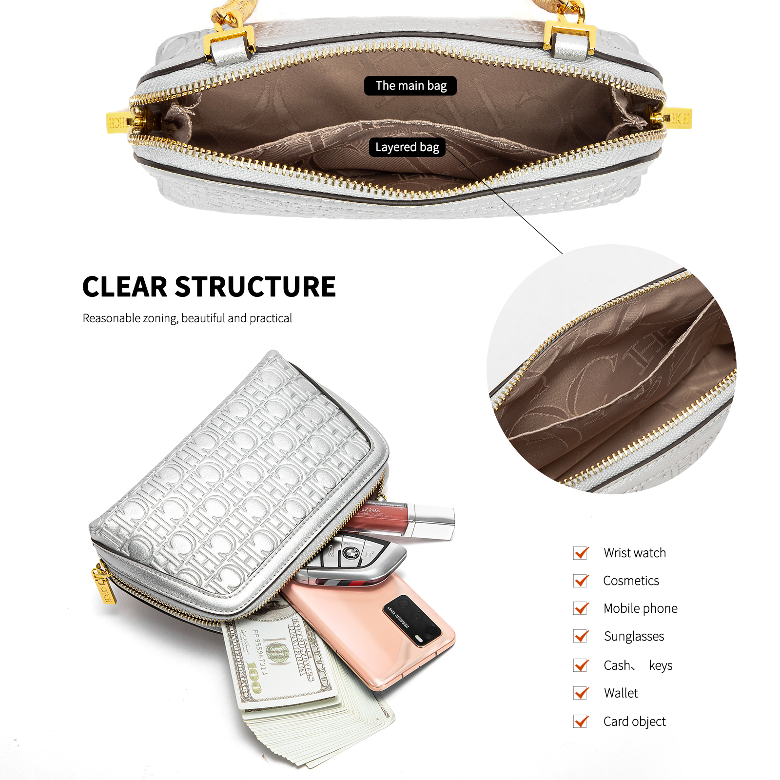 Women's Shoulder Bag New Mini Shell Bag Simple Metal Chain Bag