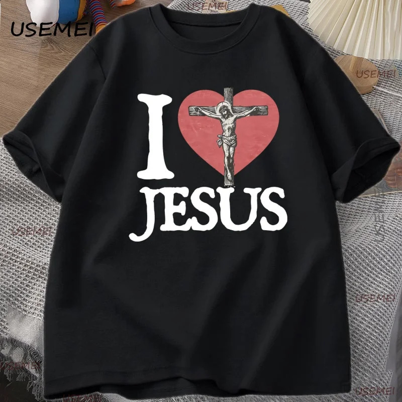 I Love Jesus T-shirt Men Women Vintage Christian Tee Retro Faith Graphic Tee Easter Religious T Shirt Harajuku Short Sleeve Tops 250822