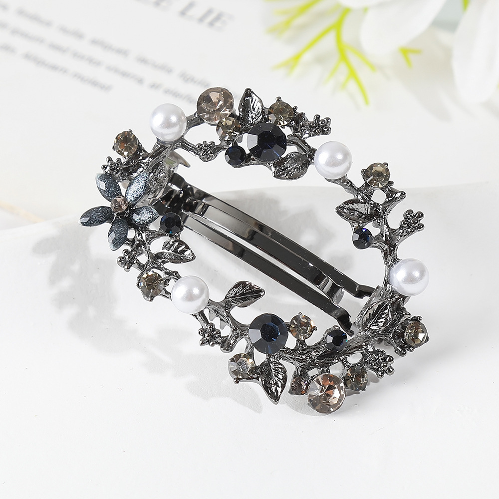 Korean Rhinestone Flower Spring Pearl Half Updo Elegant Temperament Top Exquisite Round Medium Ponytail Clip SY-8090