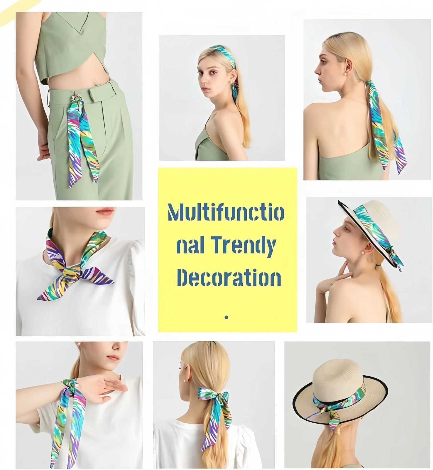 67Colors Luxury Skinny Silk Scarf Long Scarf for Women Narrow Ribbon Headband Neckerchief Handle Bag Band Bandana Hair TieXJ250822
