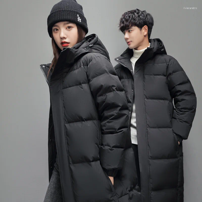 Men's Down FGKKS 2025 Couple Winter Jacket Fashion Classic Slim Korean Style White Duck Long Coat Women Hooded Outwear