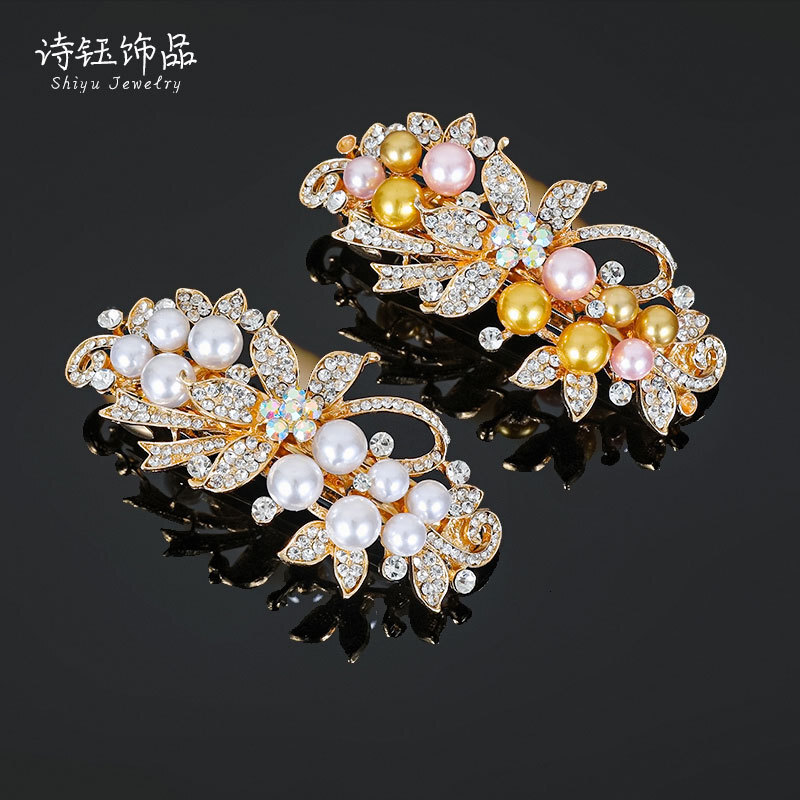 Pearl Back of Head Hairpin Bun Large Horizontal Women's Accessories Ponytail Clip Mom Hair Ornament SY-8003