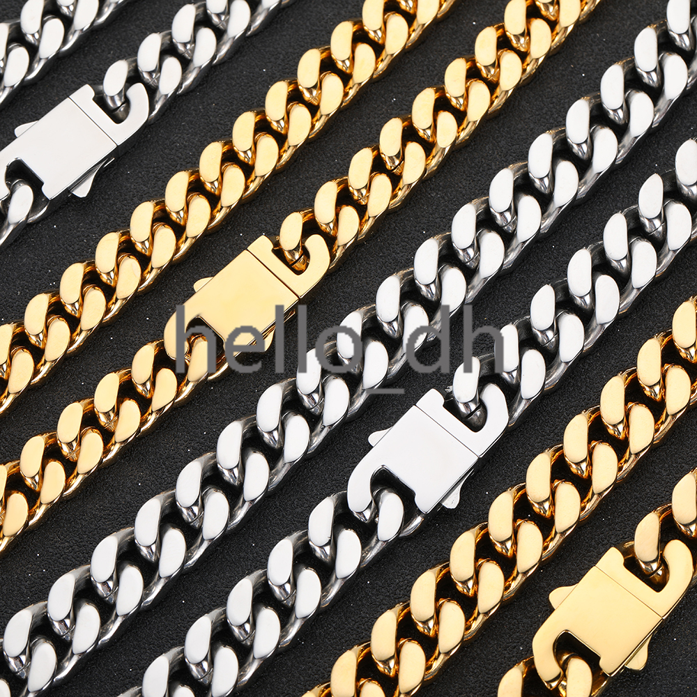 Hip Hop Silver Cuban Curb Link Mens Miami High Polishing 925 silver 925 silver Encrypted Chain Necklace Cuban Link Chain