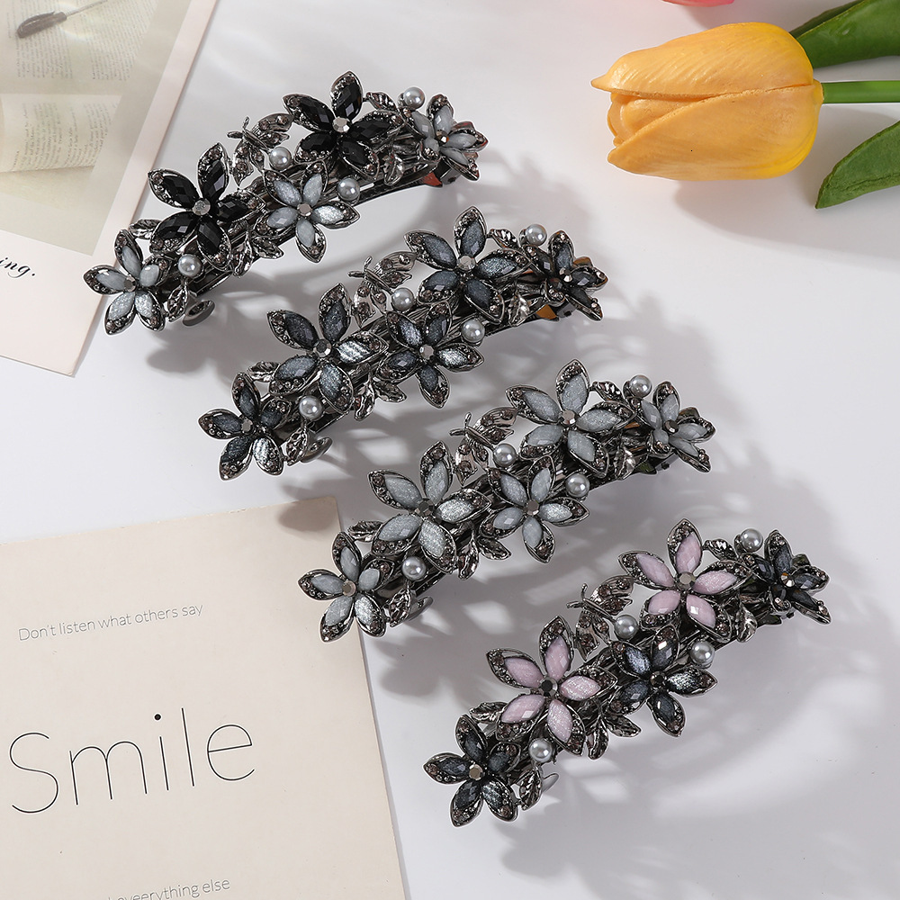 Korean Style Elegant Mom Spring Butterfly Flower Horizontal Back of Head Top Ponytail Clip Hair Accessories SY-8026