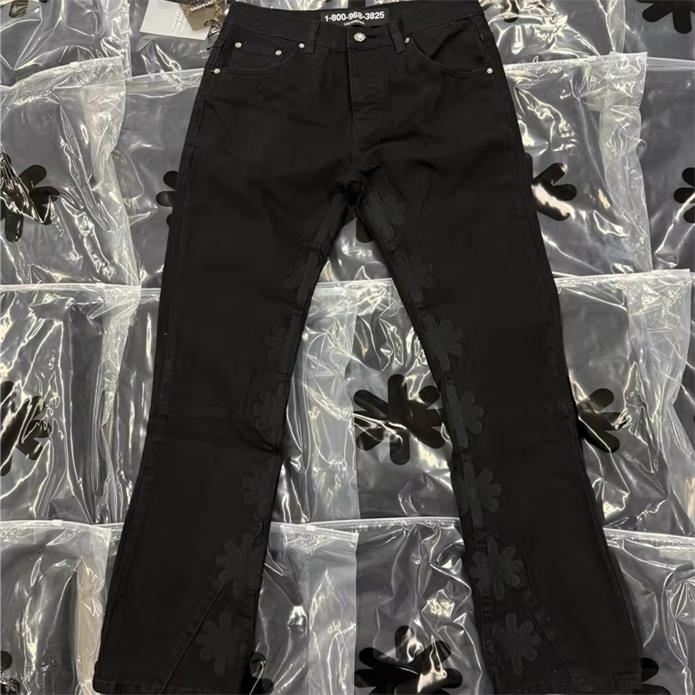 All-match Casual Black JEANS High Quality Embroidery Fashion Stitching Bottoms Men's Jeans Pants