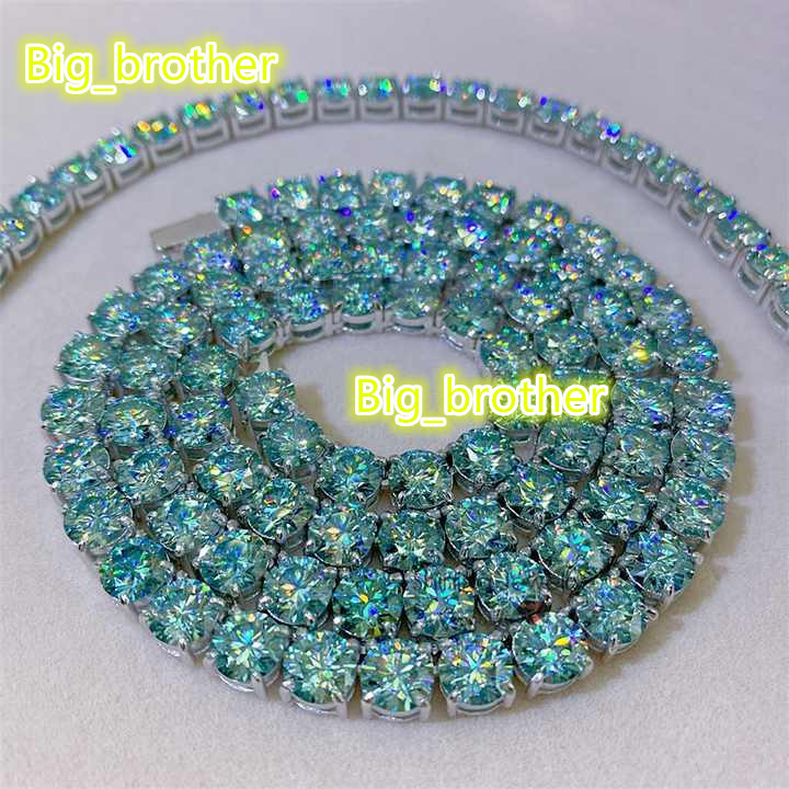 Hip Hop Hot Sell New Design Factory Direct Sell Sterling Silver 925 White Gold 6.5mm Blue VVS Moissanite Tennis Chain Bracelet