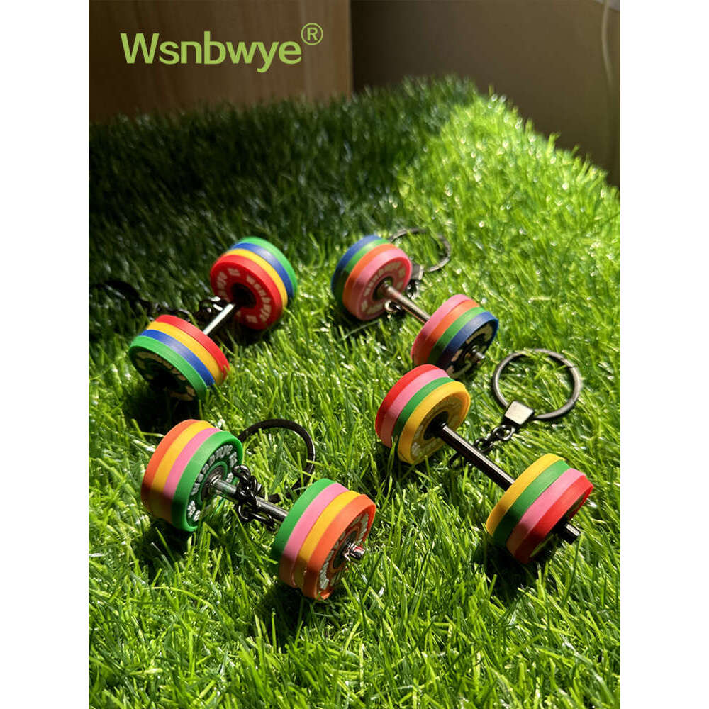 Designer Keychain Bag Charm Keychain Wallet Personalized Light Creative Gift Weightlifting Mini Barbell Silicone Small Pendant Fiess Keychain Key Ring