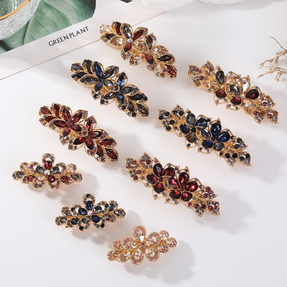 Korean Version New Crystal Women's Hairpin Fashion Back of Head Rhinestone Top Spring Clip Hair Accessory SY-8023