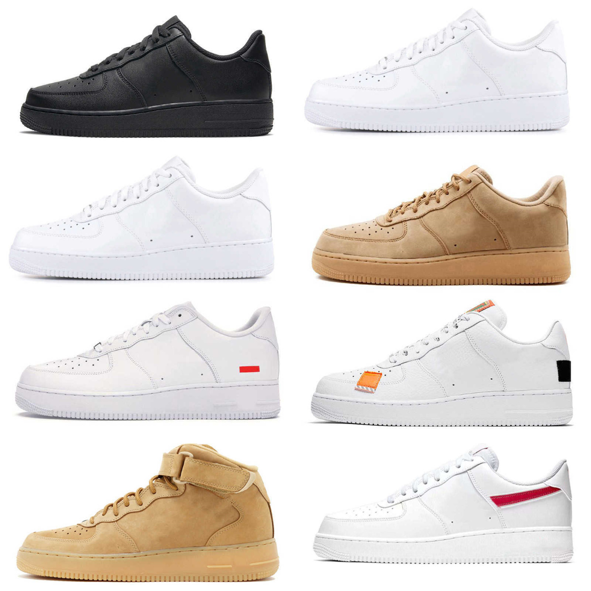 Designers 1 07 Men Low Casual Shoes Trainers All White Pure Black Wheat Skateboard ONE Leather Tennis Sports Jogging Shoe High ForC Women Running Outdoor Sneakers U8